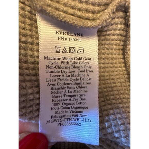 Everlane Waffle Knit Organic Cotton Hoodie Sweater L - Picture 4 of 6